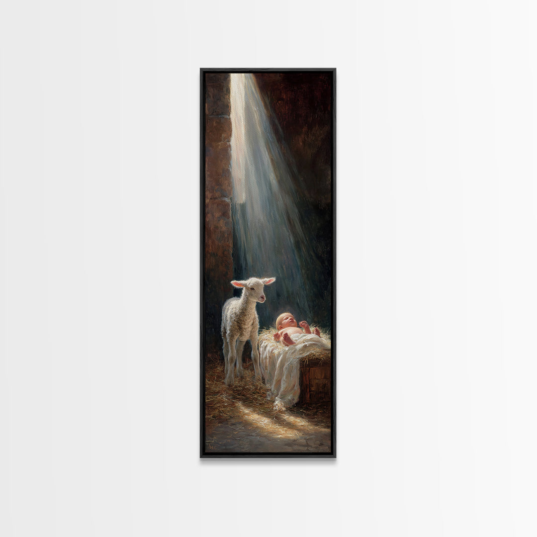 Blessed Night Star – Framed Canvas Print – Christian Wall Art – Christian Art Canvas – Jesus Painting – Tall Narrow Wall Art