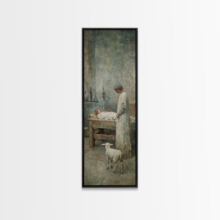 Quiet Mercy Table – Framed Canvas Print – Christian Wall Art – Christian Art Canvas – Jesus Painting – Tall Narrow Wall Art