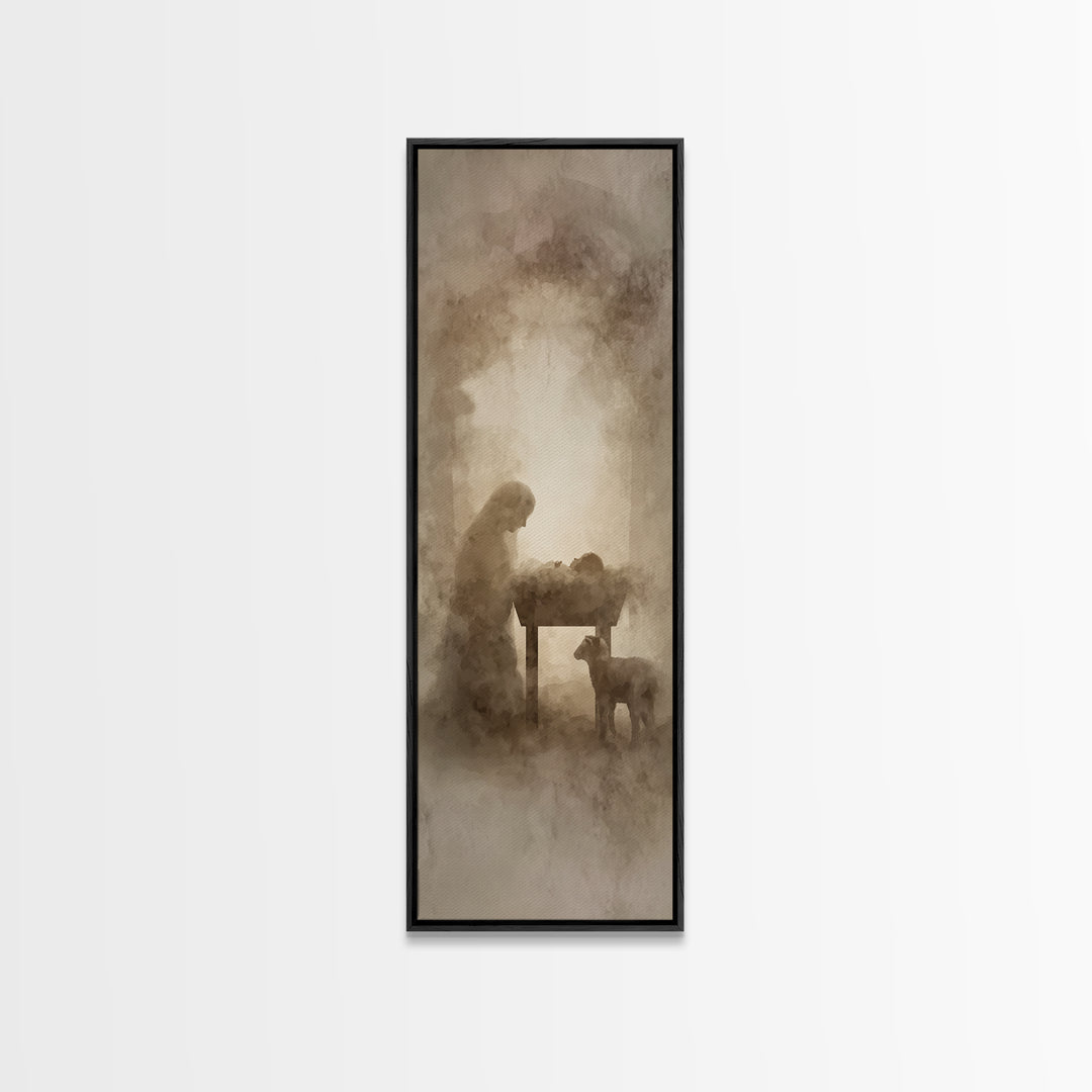 Sacred Shore Path – Framed Canvas Print – Christian Wall Art – Christian Art Canvas – Jesus Painting – Tall Narrow Wall Art