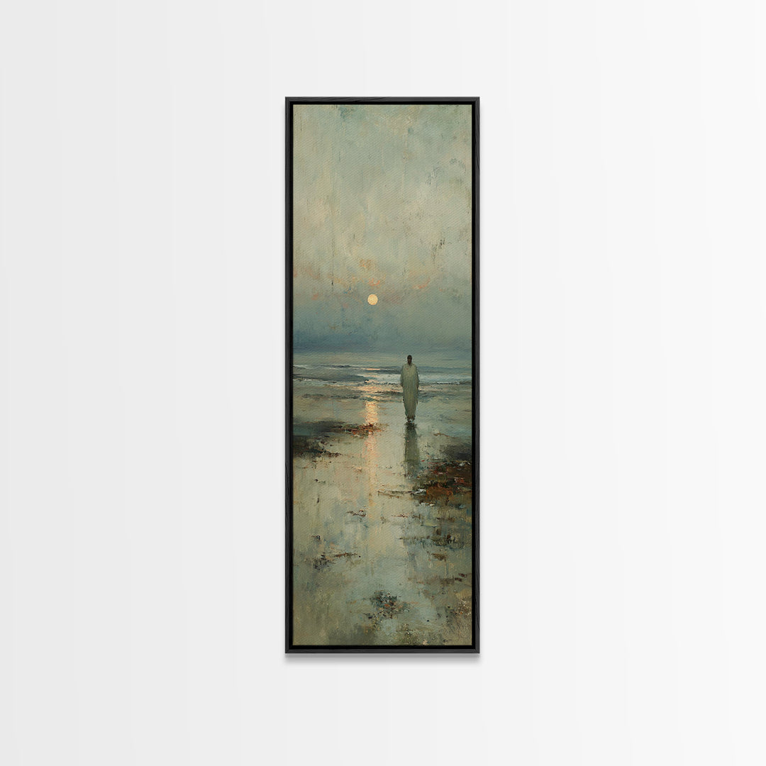 Celestial Dawn Walk – Framed Canvas Print – Christian Art Canvas – Christian Wall Art – Jesus Painting – Tall Narrow Wall Art
