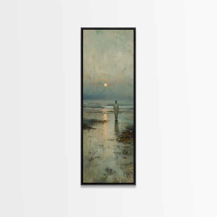 Celestial Dawn Walk – Framed Canvas Print – Christian Art Canvas – Christian Wall Art – Jesus Painting – Tall Narrow Wall Art