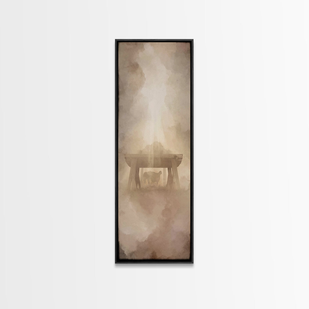 Shepherd’s Quiet Sign – Framed Canvas Print – Christian Christmas Art – Christmas Art – Christian Wall Art – Tall Narrow Wall Art