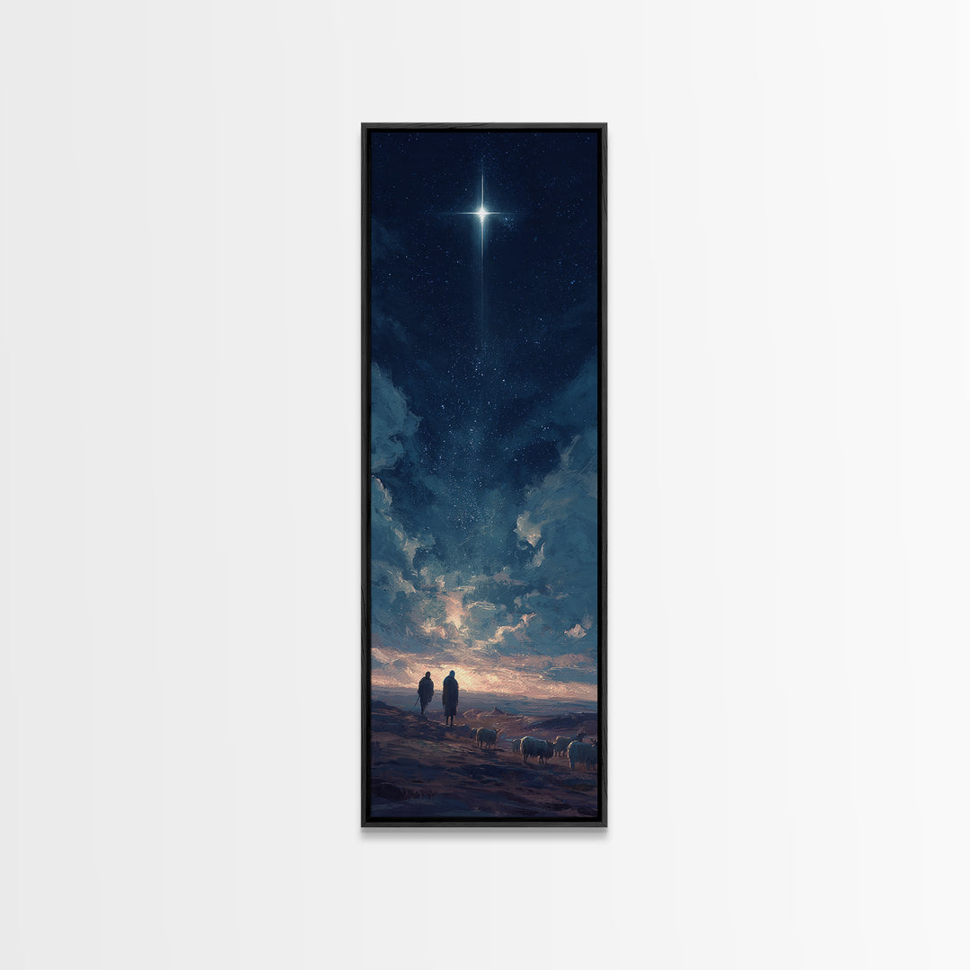 Blessed Night Sky, Framed Canvas Print, Christian Christmas Art, Christian Art Canvas, Skinny Art, Christian Wall Art