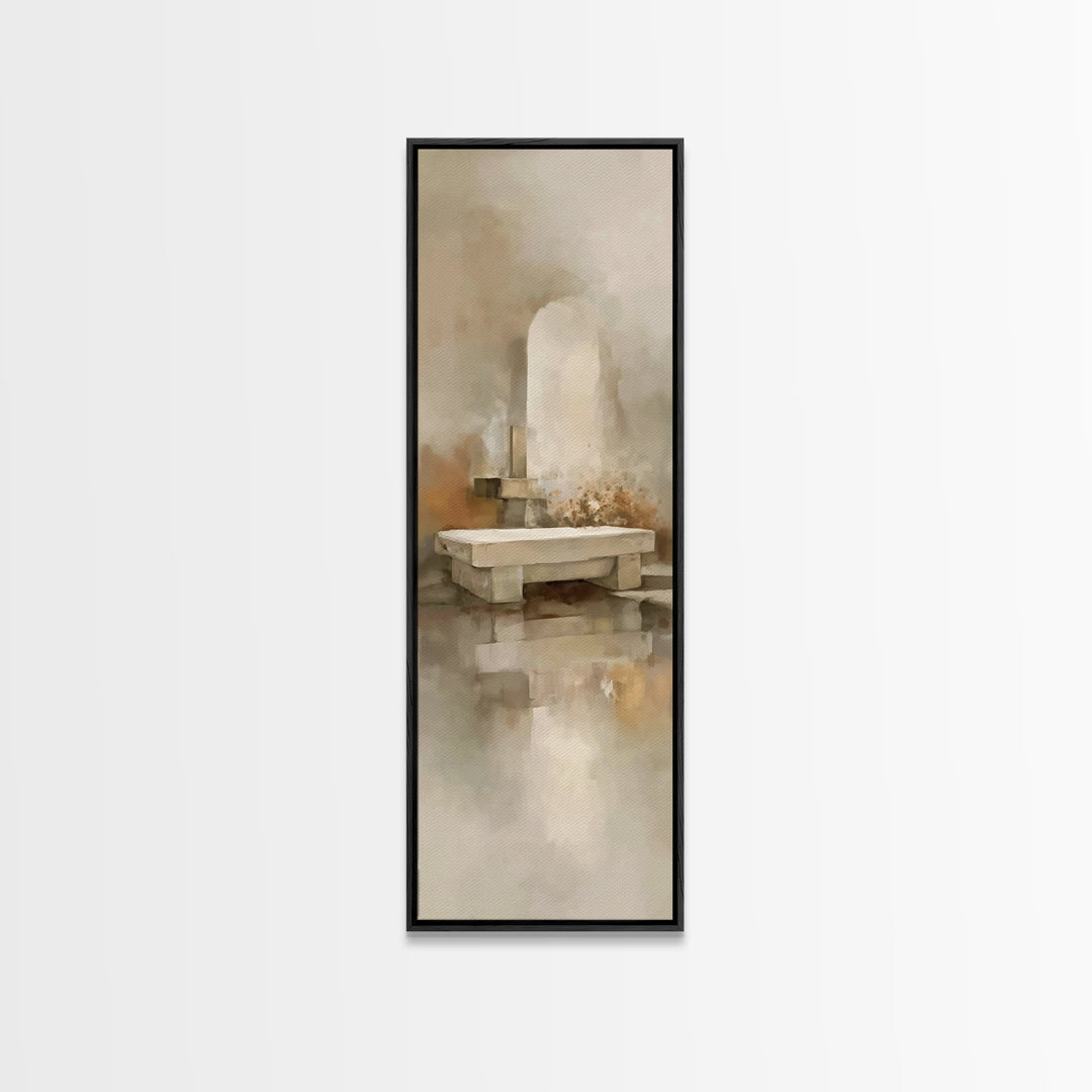 Empty Stone Hope – Framed Canvas Print – Christian Wall Art – Christian Art Canvas – Christian Painting – Narrow Art