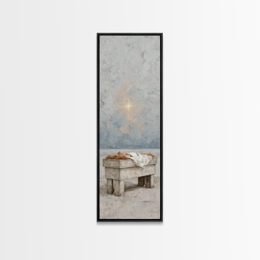 The Guiding Star – Framed Canvas Print – Tall Narrow Wall Art – Christian Wall Art – Christian Art Canvas – Christmas Art – Jesus Painting