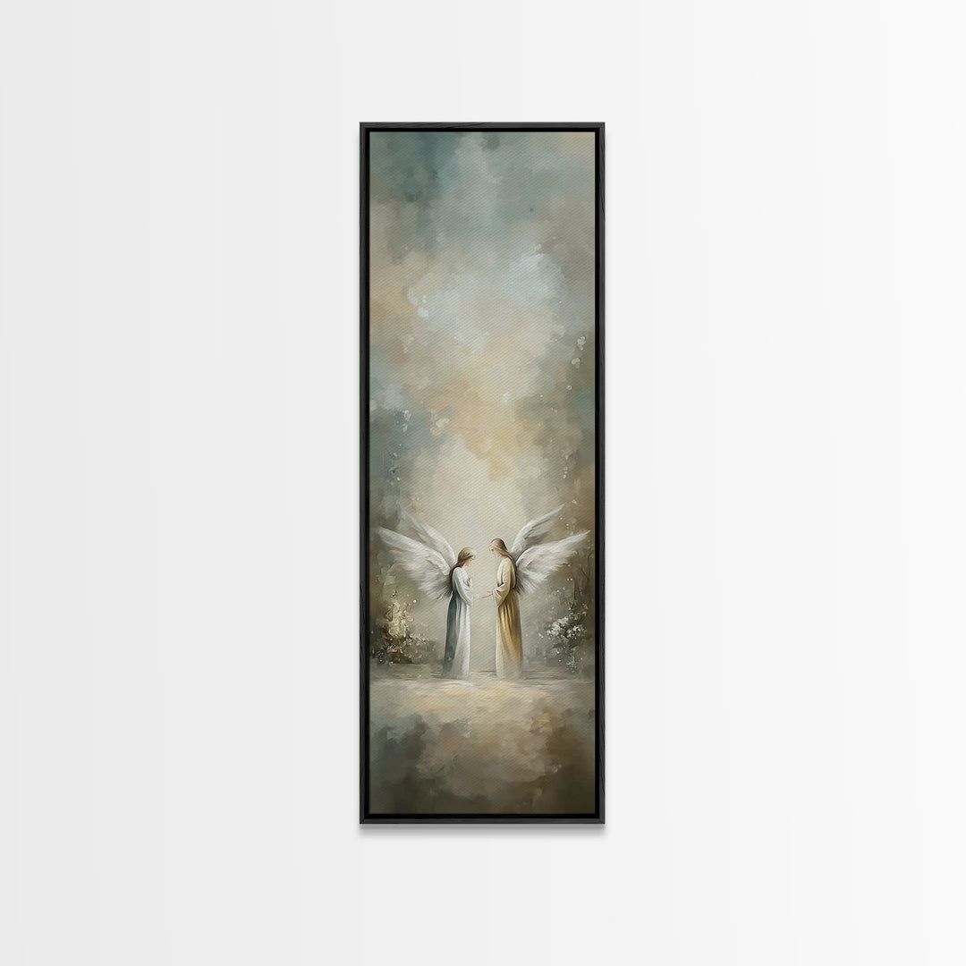 Angelic Dawn | Framed Canvas Print | Tall Skinny Art Print | Christian Wall Art | Christmas Art | Christian Art Canvas | Jesus Christmas Ar