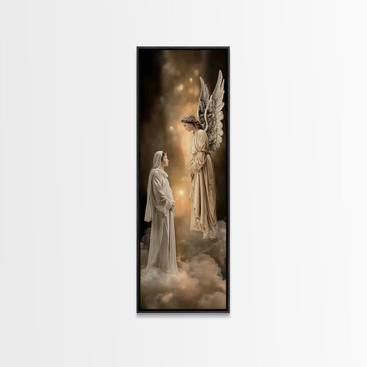 Sacred Encounter – Framed Canvas Print – Narrow Art – Christian Art – Christmas Art – Christian Art Canvas – Jesus Painting – Christian Dec