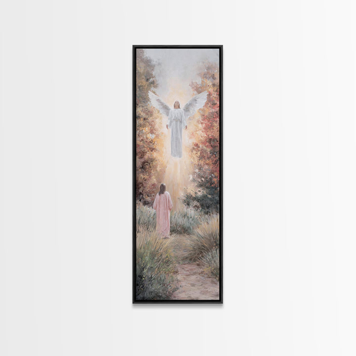 Blessed Messenger – Framed Canvas Print – Tall Skinny Art Print – Christian Art Canvas – Christian Christmas Art – Jesus Painting – Christi