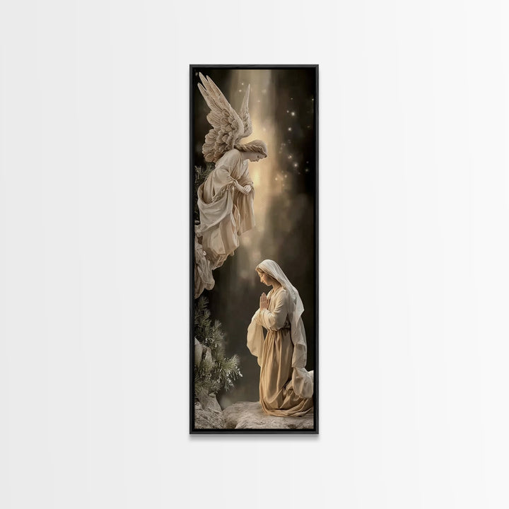 Divine Announcement, Framed Canvas Print, Narrow Art, Christian Art Canvas, Christian Wall Art, Christmas Art, Modern Christian Art
