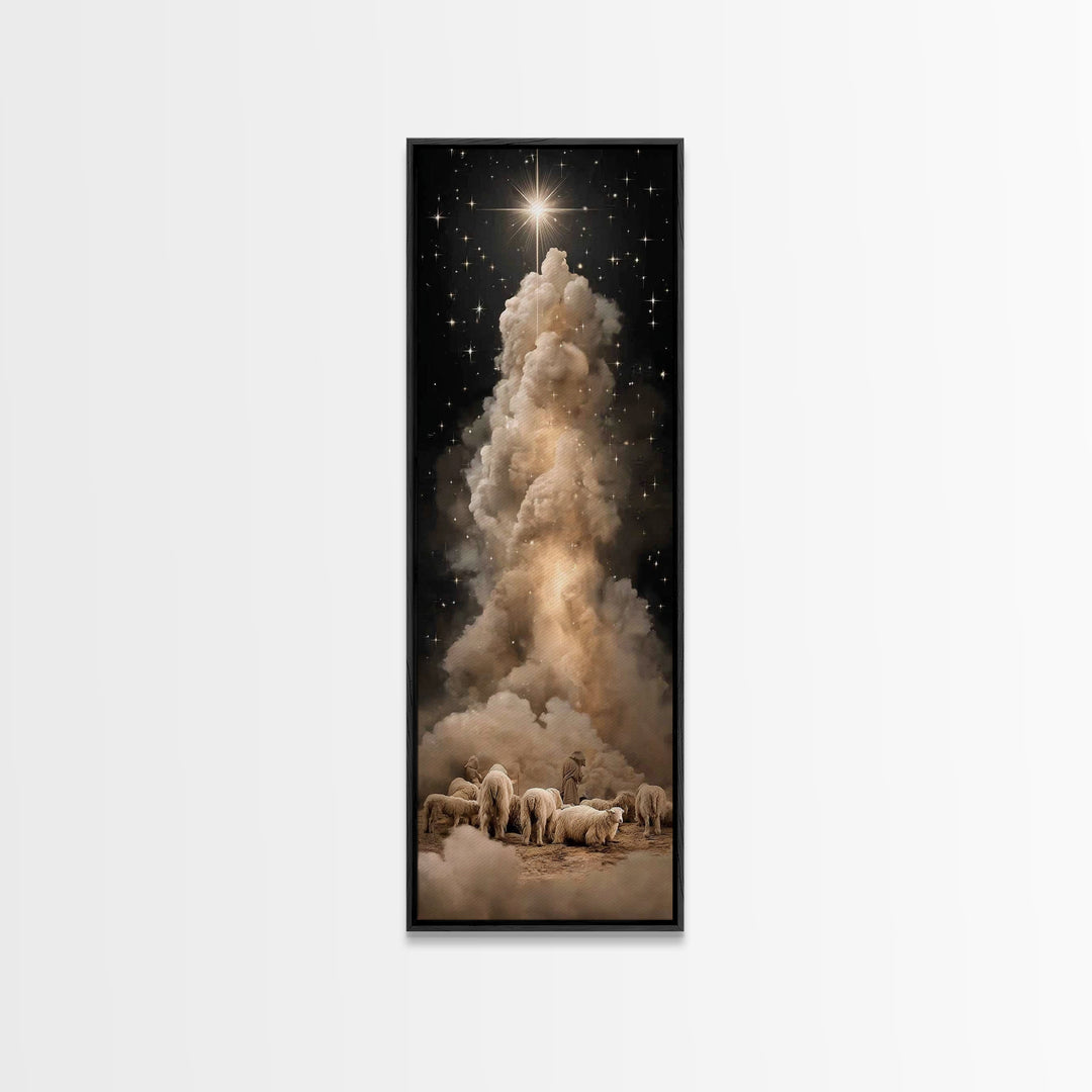 The Shepherds’ Star – Framed Canvas Print – Tall Narrow Wall Art – Christian Wall Art – Christian Art Canvas – Christmas Art – Jesus Painti