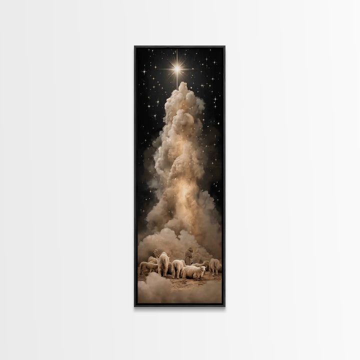 The Shepherds’ Star – Framed Canvas Print – Tall Narrow Wall Art – Christian Wall Art – Christian Art Canvas – Christmas Art – Jesus Painti