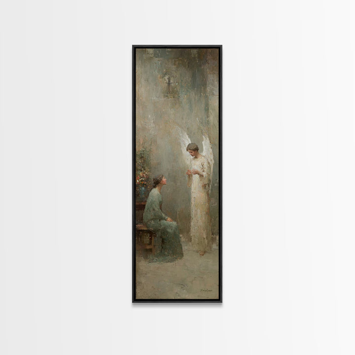 Angel Of Grace – Framed Canvas Print – Skinny Art – Christian Art Canvas – Christian Wall Art – Christmas Art – Jesus Painting