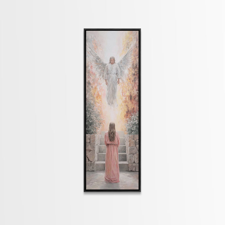 Heaven’s Bright Ascent – Framed Canvas Print – Tall Narrow Wall Art – Christian Art Canvas – Christian Wall Art – Jesus Painting – Christia