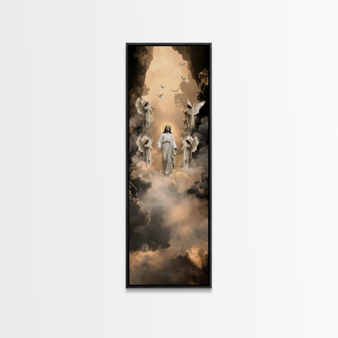 Glory In The Clouds, Framed Canvas Print, Tall Narrow Wall Art, Christian Wall Art, Jesus Painting, Christian Art Canvas, Christian Art