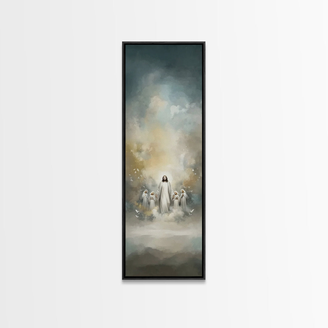 Clouds Of Witnesses, Framed Canvas Print, Tall Skinny Art Print, Christian Wall Art, Christian Art Canvas, Christian Painting, Christian Ar