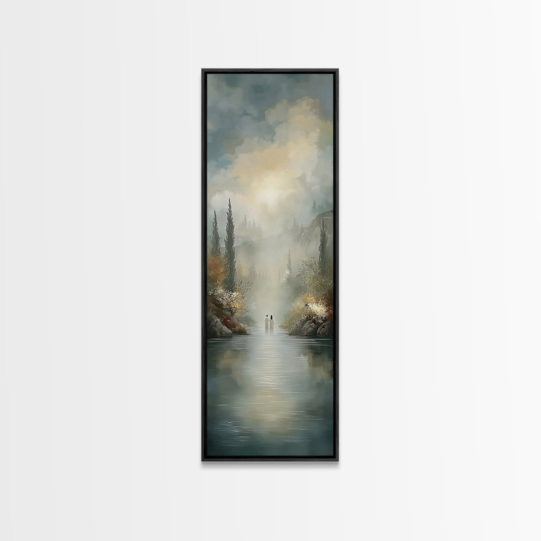 Garden Light Peace – Framed Canvas Print – Christian Art Canvas – Large Jesus Painting – Tall Narrow Wall Art – Christian Wall Art – Modern
