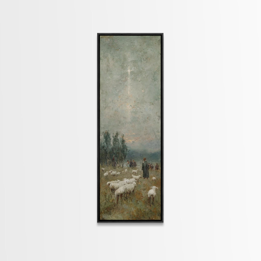 Pastoral Midnight Star – Framed Canvas Print – Skinny Art – Christian Christmas Art – Christian Wall Art – Christian Art Canvas – Christmas