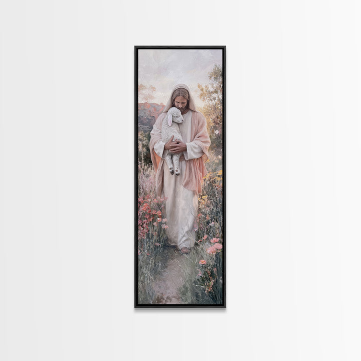Fields Of Comfort – Framed Canvas Print – Christian Art Canvas – Large Jesus Painting – Tall Narrow Wall Art – Christian Wall Art – Christi