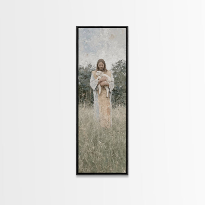 Gentle Shepherd Peace | Framed Canvas Print | Skinny Art | Christian Art Canvas | Jesus Painting | Modern Christian Art
