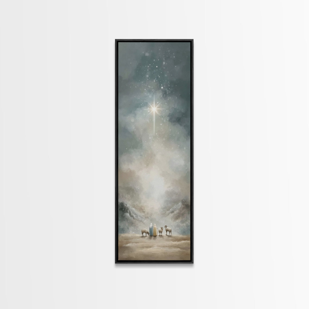 Silent Star Wonder – Framed Canvas Print – Skinny Art – Christian Christmas Decor – Christmas Wall Art – Christian Art
