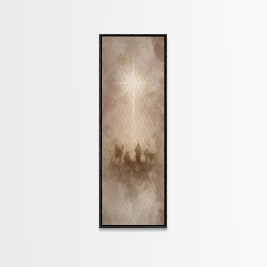 Glory In The Heavens, Framed Canvas Print, Narrow Art, Christian Christmas Art, Jesus Painting Canvas, Christmas Art Work