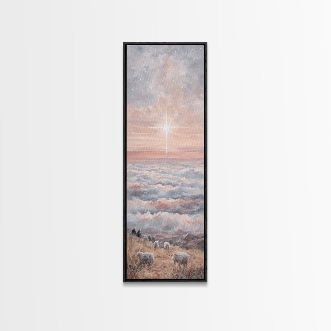 Dawn Of Promise – Framed Canvas Print – Narrow Art – Christian Art – Christian Art Canvas – Christian Wall Art – Christmas Art