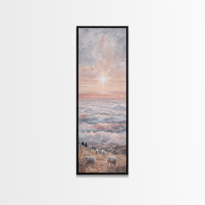 Dawn Of Promise – Framed Canvas Print – Narrow Art – Christian Art – Christian Art Canvas – Christian Wall Art – Christmas Art