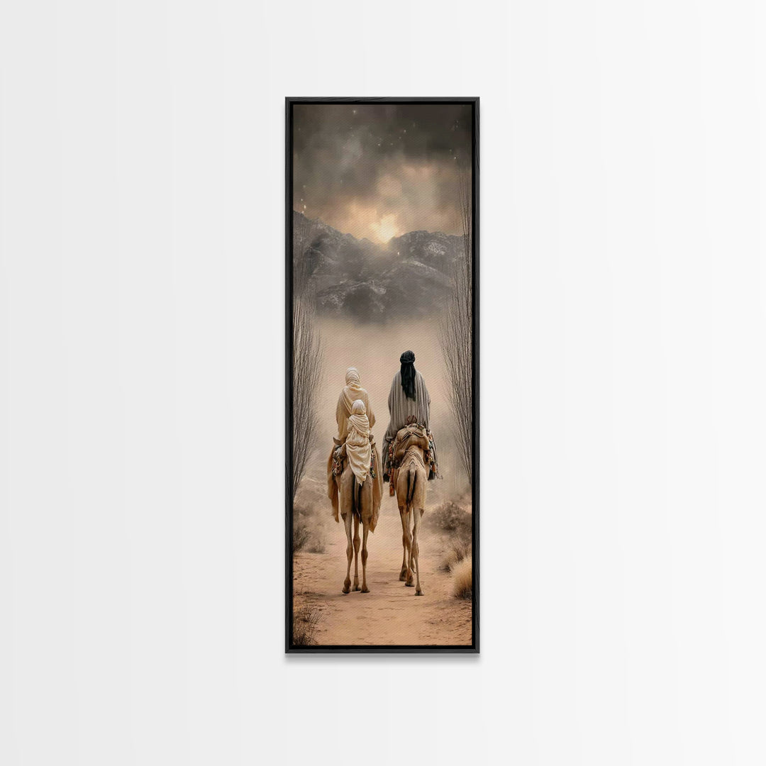 Holy Desert Trek – Framed Canvas Print – Narrow Art – Christian Art Canvas – Christmas Art Work – Christian Christmas Decor