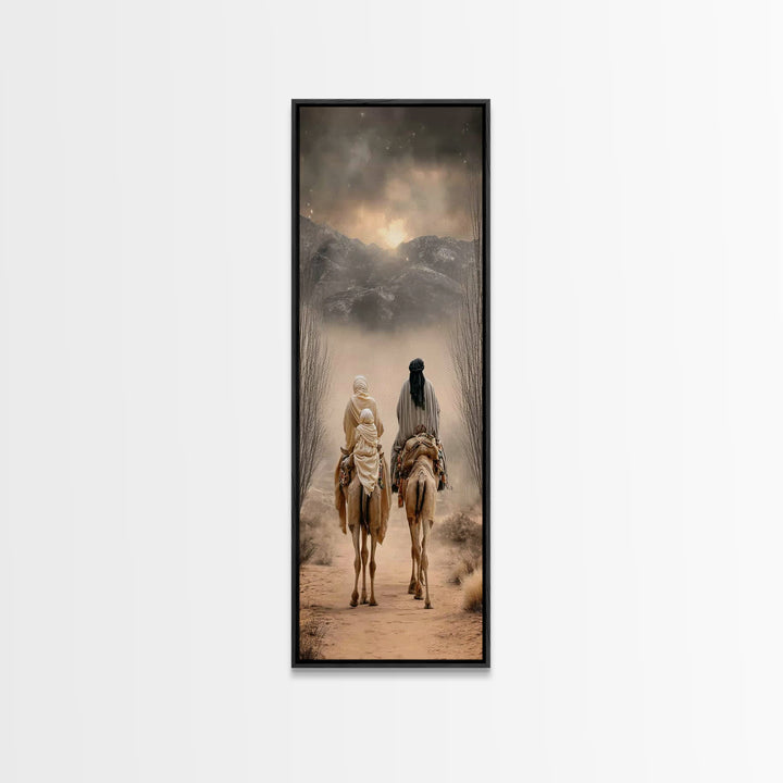 Holy Desert Trek – Framed Canvas Print – Narrow Art – Christian Art Canvas – Christmas Art Work – Christian Christmas Decor