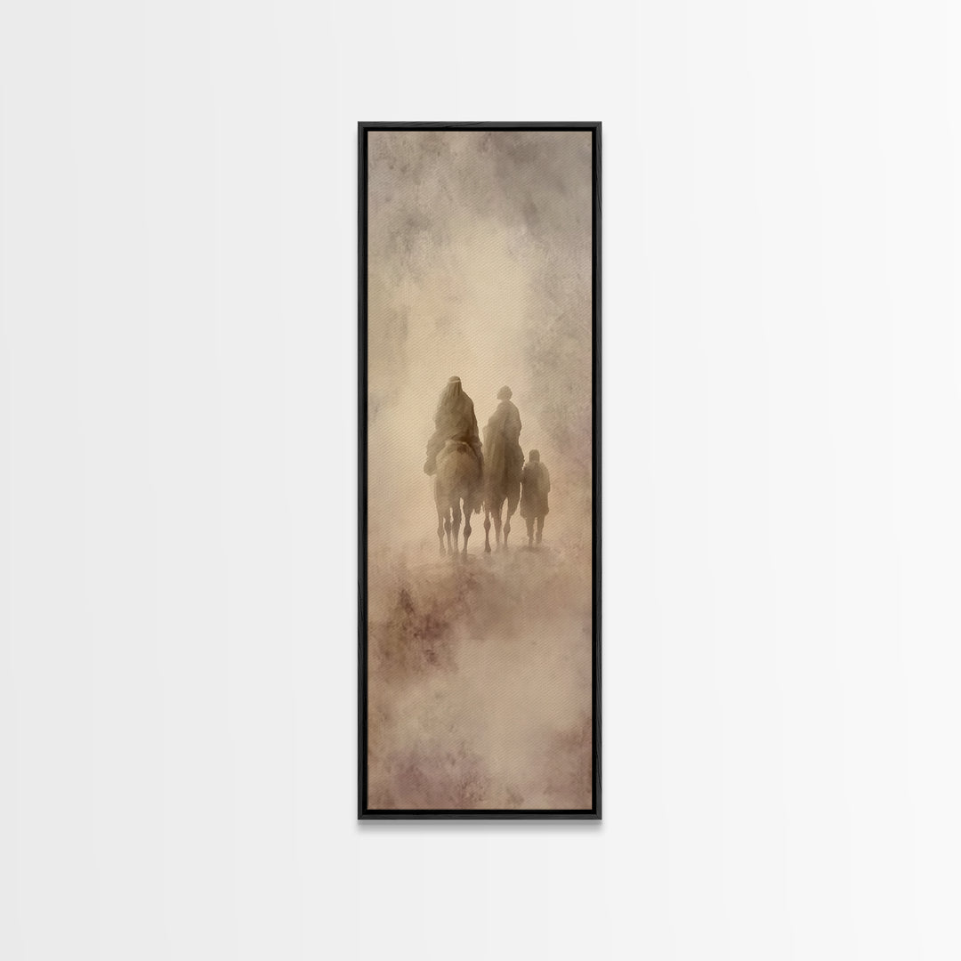 Faithful Caravan, Framed Canvas Print, Tall Skinny Art Print, Christian Paintings, Christmas Canvas Wall Art, Christian Art