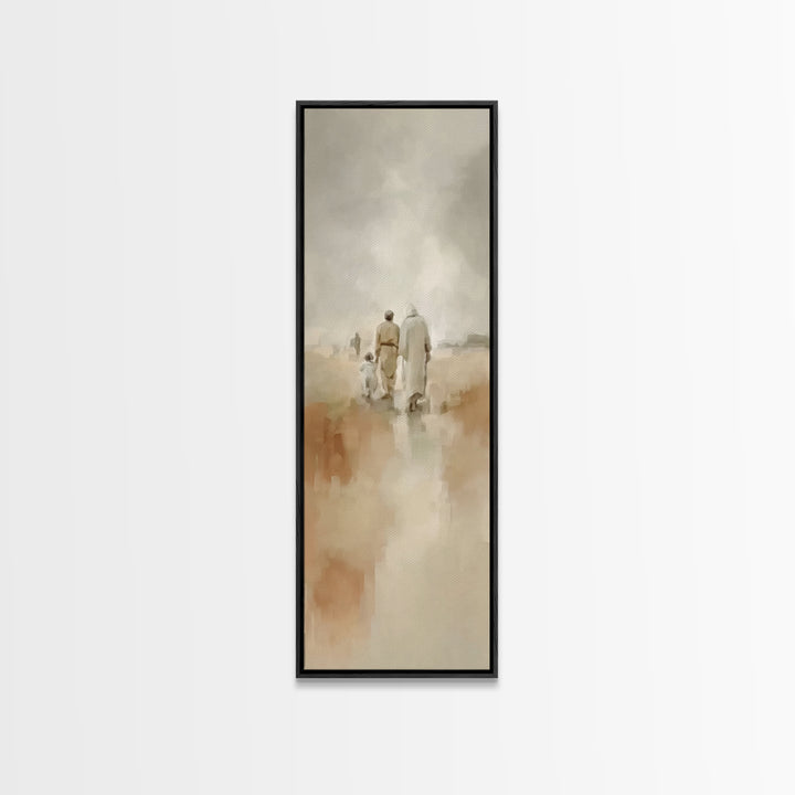 Quiet Family Path, Framed Canvas Print, Skinny Art, Christian Art Prints, Christmas Art Work, Subtle Christian Art