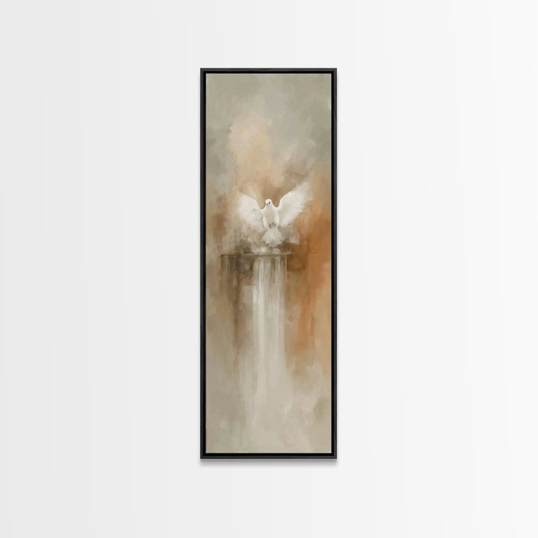 Dove Of Glory – Framed Canvas Print – Christian Wall Art – Christian Art Canvas – Minimalist Christian Art – Narrow Art – Christian Paintin
