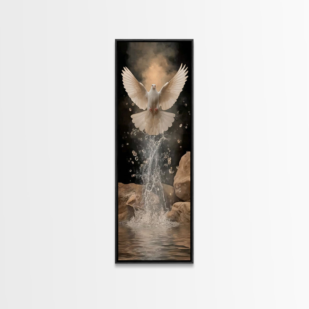 Living Waters Peace – Framed Canvas Print – Christian Art – Christian Art Canvas – Moody Christian Art – Tall Skinny Art Print – Christian