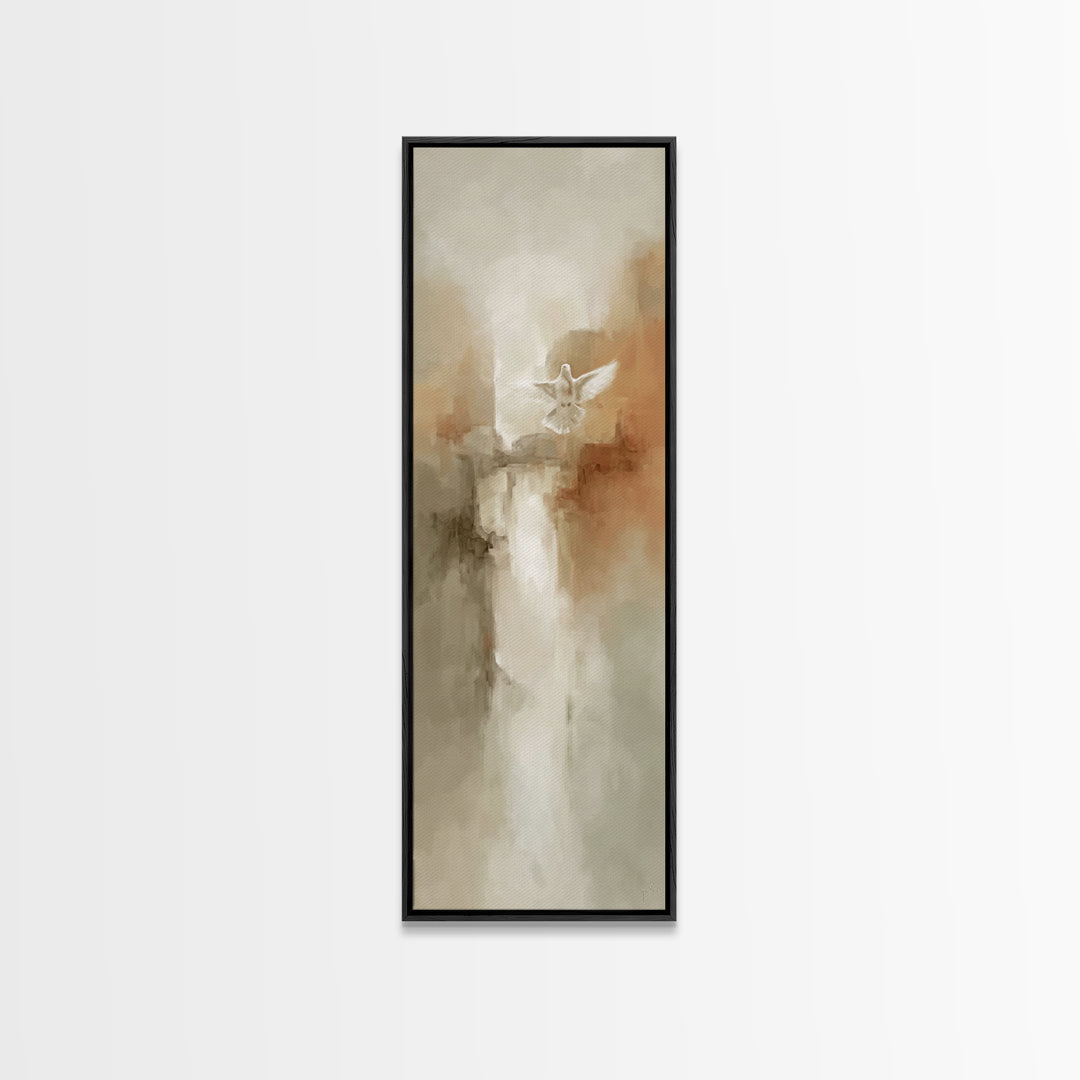 Grace In Ascent – Framed Canvas Print – Minimalist Christian Art – Christian Art Canvas – Christian Wall Art – Narrow Art – Christian Paint