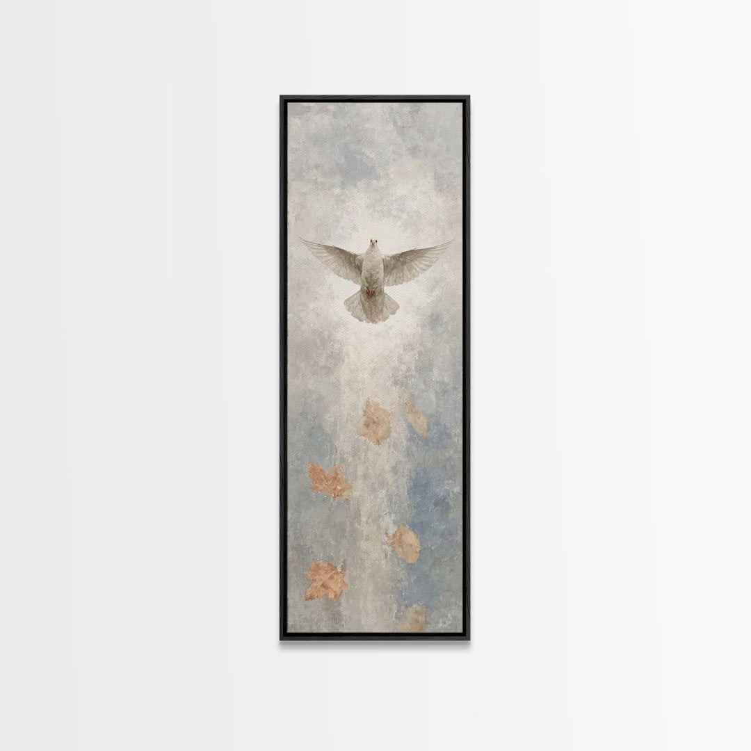 Spirit Above Stillness – Framed Canvas Print – Christian Art – Blue Christian Art – Christian Wall Art – Tall Narrow Wall Art – Christian A