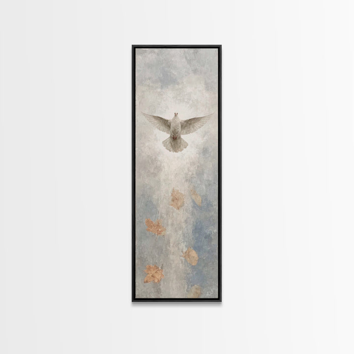 Spirit Above Stillness – Framed Canvas Print – Christian Art – Blue Christian Art – Christian Wall Art – Tall Narrow Wall Art – Christian A