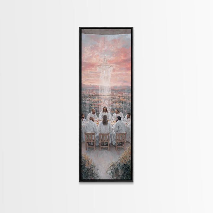 Divine Gathering Calm – Framed Canvas Print – Christian Art – Jesus Canvas Art – Modern Christian Painting – Tall Narrow Wall Art – Christi