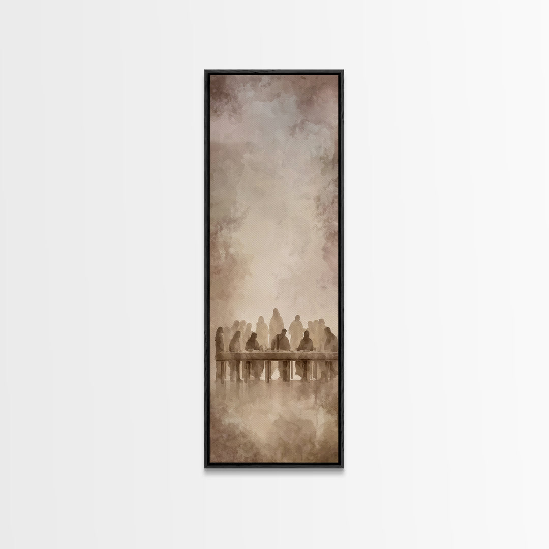 Holy Evening Grace | Framed Canvas Print | Christian Wall Art | Jesus Painting | Christian Art Work | Narrow Art | Christmas Wall Art | Chr
