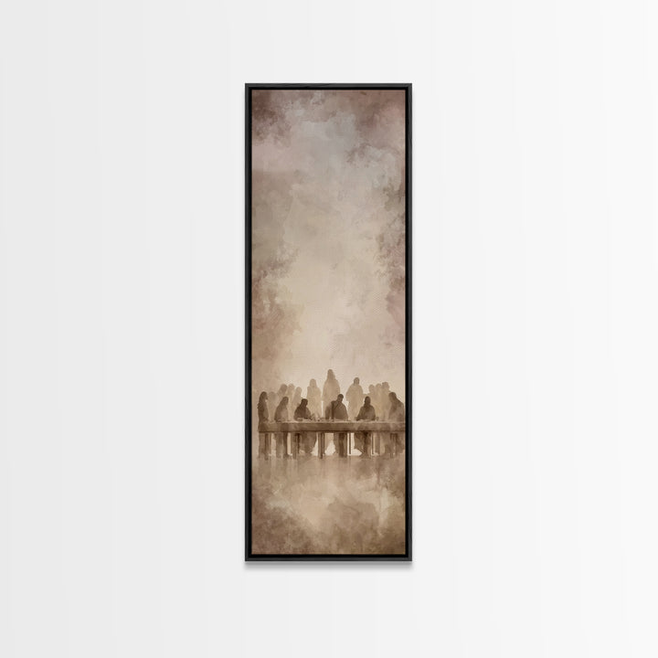 Holy Evening Grace | Framed Canvas Print | Christian Wall Art | Jesus Painting | Christian Art Work | Narrow Art | Christmas Wall Art | Chr
