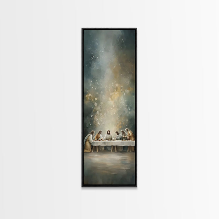 Divine Supper Horizon, Framed Canvas Print, Christian Art, Jesus Painting Canvas, Christian Wall Art, Narrow Art, Christian Christmas Art,
