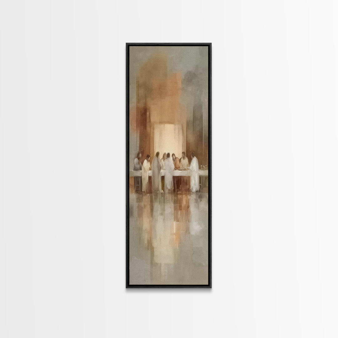 Sacred Supper Glow – Framed Canvas Print – Christian Wall Art – Jesus Painting – Christian Art Canvas – Tall Skinny Art Print – Christian C