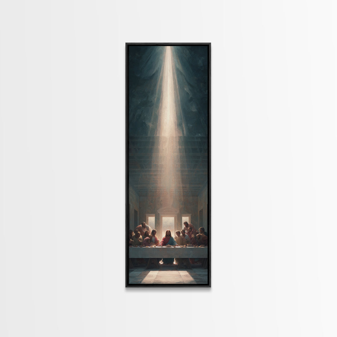Light Of Communion, Framed Canvas Print, Christian Art, Jesus Painting Canvas, Christian Wall Art, Tall Narrow Wall Art, Christian Christma