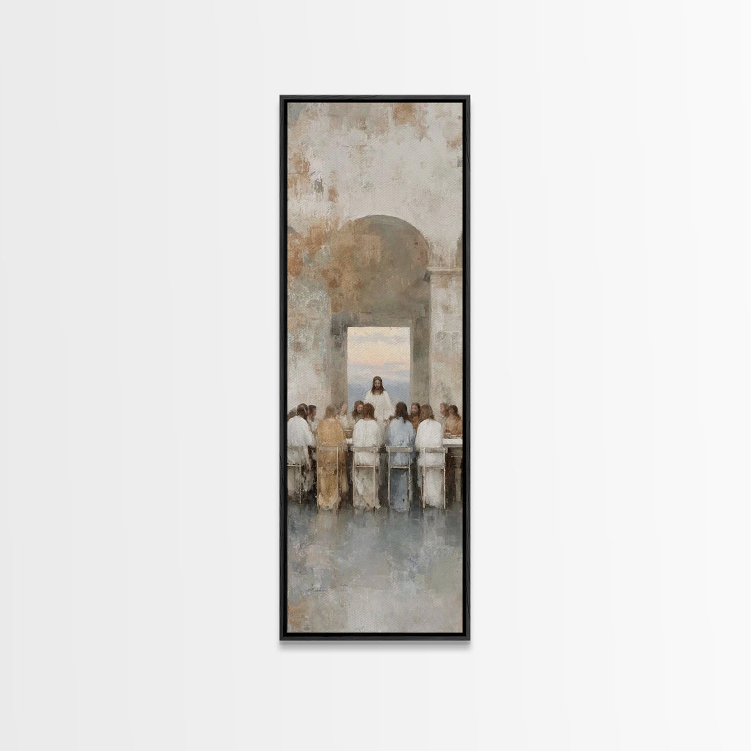 Eternal Supper Radiance, Framed Canvas Print, Christian Art Canvas, Jesus Art Print, Christian Painting, Narrow Art, Christmas Wall Art, Ch