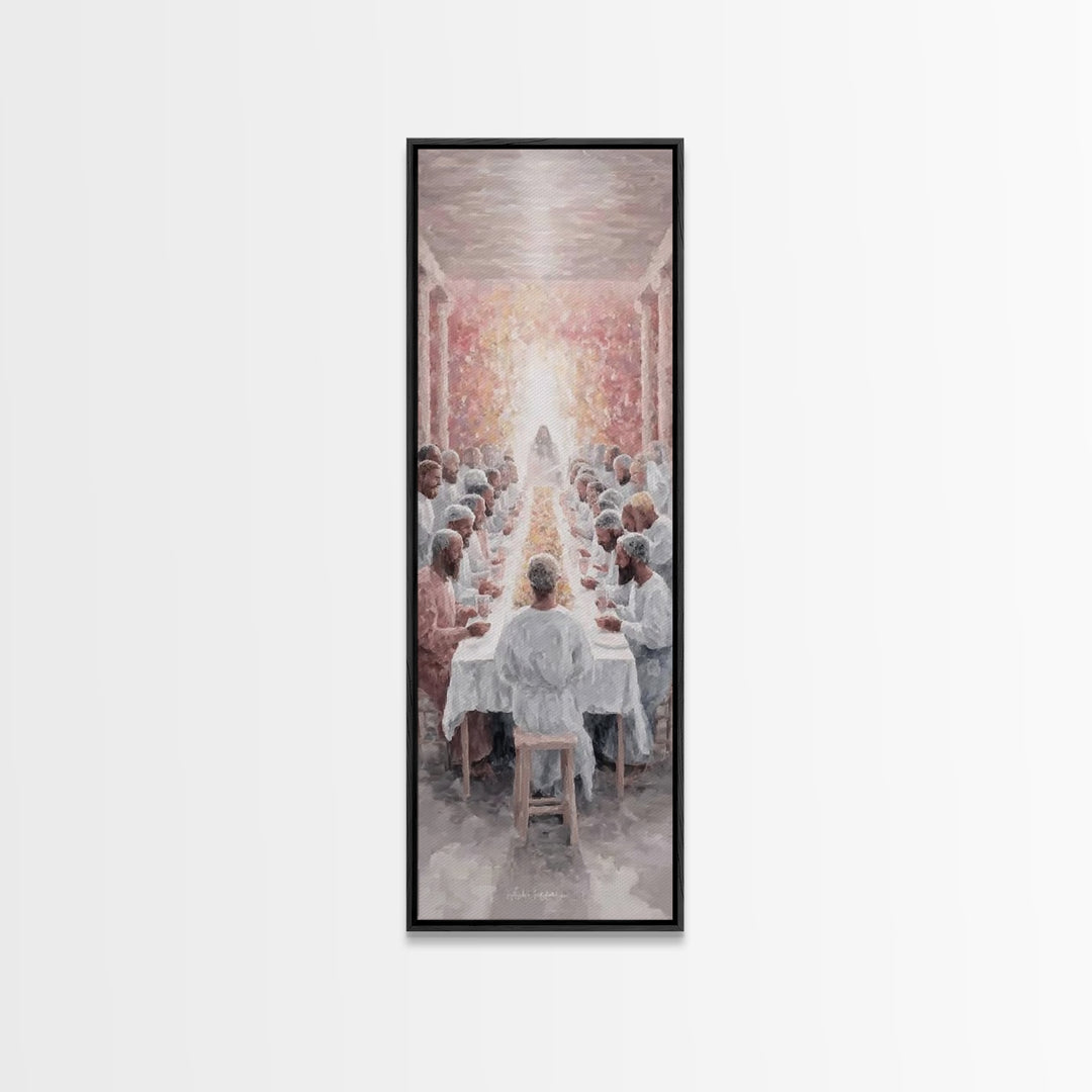 Celestial Supper Bloom, Framed Canvas Print, Christian Art Canvas, Christian Art, Jesus Painting, Narrow Art, Christian Christmas Art, Chri