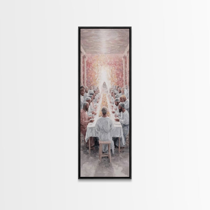 Celestial Supper Bloom, Framed Canvas Print, Christian Art Canvas, Christian Art, Jesus Painting, Narrow Art, Christian Christmas Art, Chri