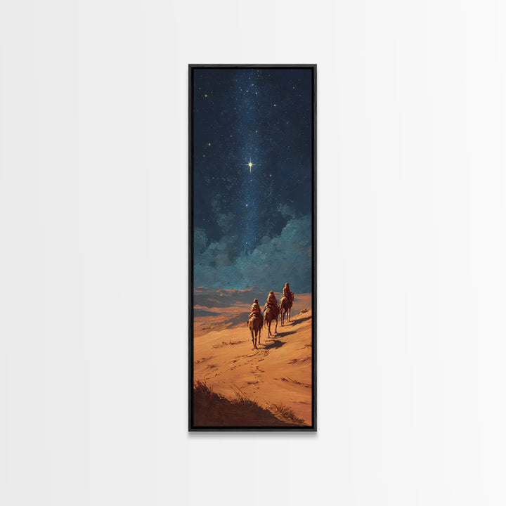 Holy Night Trek – Framed Canvas Print – Christian Wall Art – Christian Art Canvas – Tall Skinny Art Print – Christmas Art