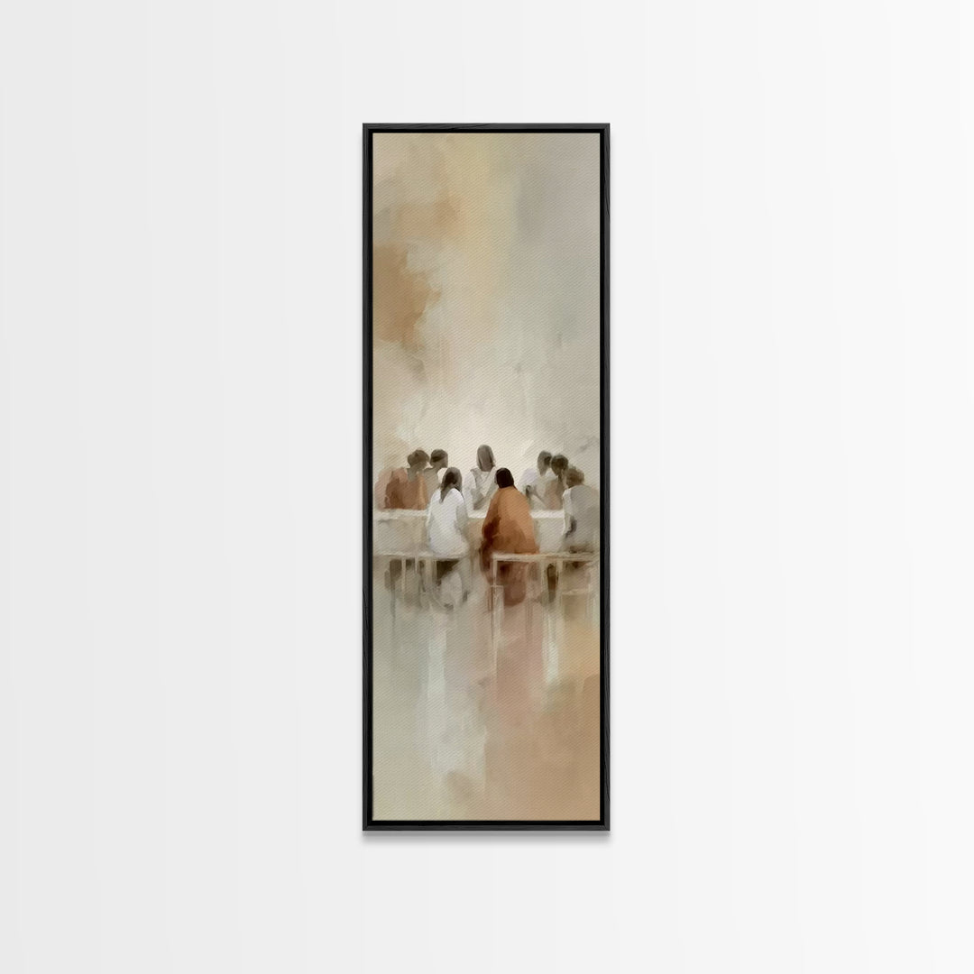 Quiet Supper Light – Framed Canvas Print – Christian Wall Art – Jesus Art Print – Christian Art Canvas – Tall Skinny Art Print – Christmas