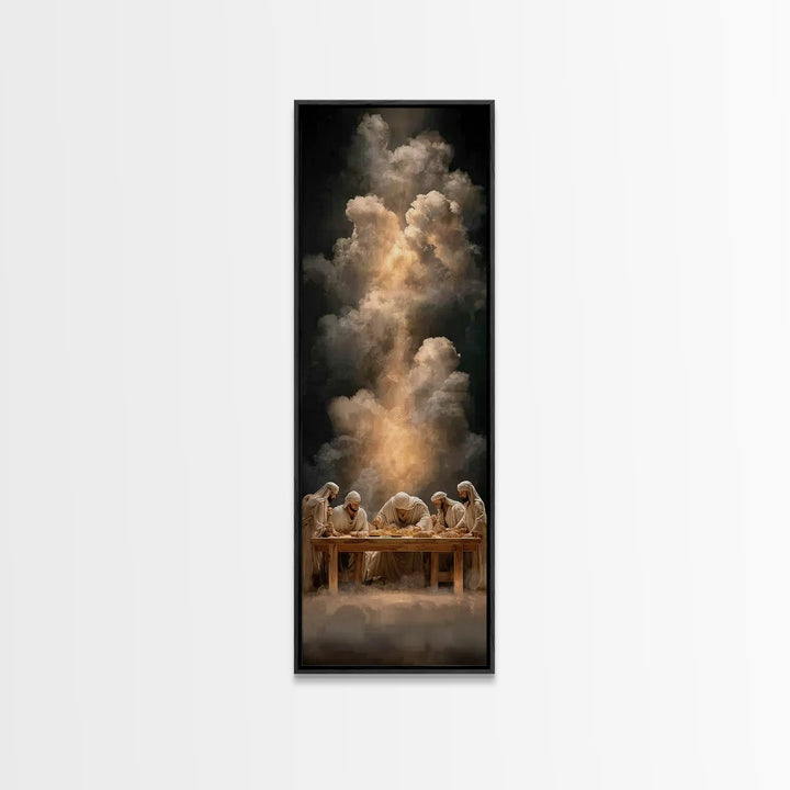 Heavenly Supper Light – Framed Canvas Print – Christian Wall Art – Jesus Painting – Christian Christmas Art – Tall Narrow Wall Art – Christ