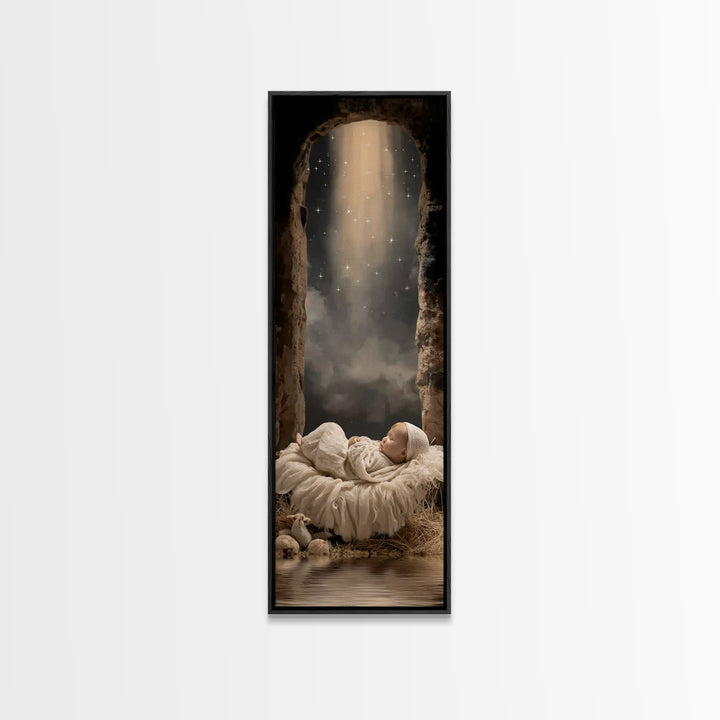 Star of Bethlehem – Framed Canvas Print – Christian Wall Art – Christmas Art – Jesus Painting – Narrow Art – Christian Christmas Decor – Ch