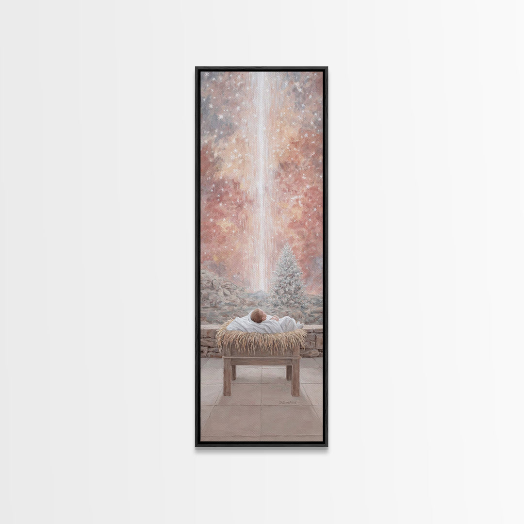 Glory Advent Dawn – Framed Canvas Print – Christian Art Canvas – Christian Christmas Art – Jesus Painting – Tall Narrow Wall Art – Christia
